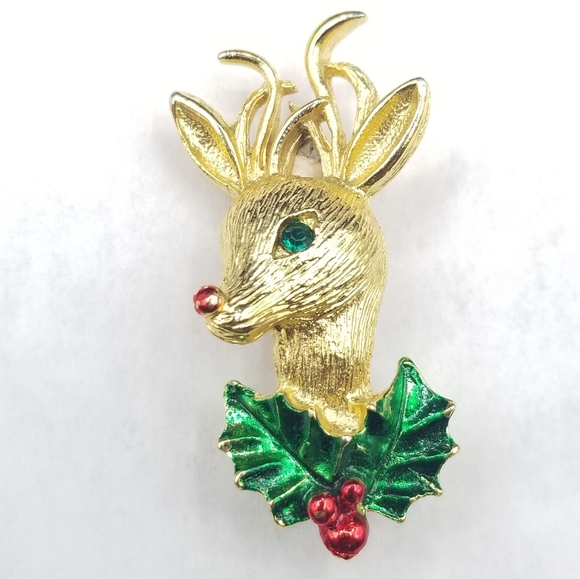Vintage Gerry's Rudolph Reindeer Xmas brooch - Picture 2 of 7